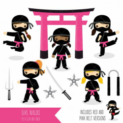 Ninja Clipart / Ninja Girls / Pink Ninja Party Printables in ...