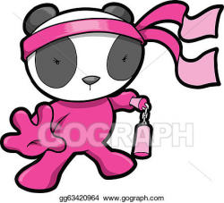 Vector Art - Cute pink panda bear ninja vector. EPS clipart ...