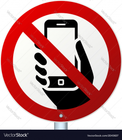No mobile phones sign over white