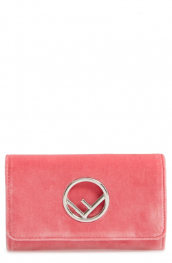 Fendi Logo Small Velvet Wallet on a Chain | Nordstrom