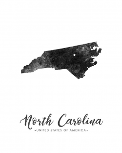 North Carolina State Map Art - Grunge Silhouette