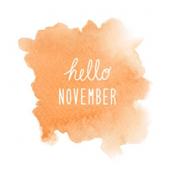 Hello November Greeting With Orange Watercolor Background premium ...