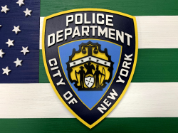 New York City Police Department w/NYPD Shield Wood Flag