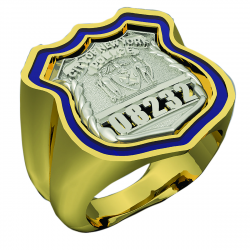 Mens NYPD PO Shield Ring Thin Blue Line Royal Blue Enamel ...