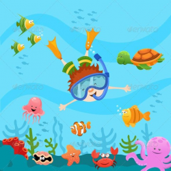 Diving Kid - People Characters | Kids vector, Drawing for ...