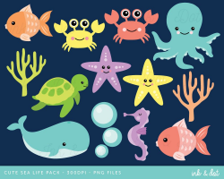 Ocean Clip Art, Nautical Clipart, Sea Life Clipart, Whale ...