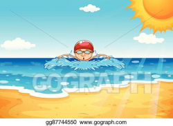 Vector Stock - Man swimming in the ocean. Clipart ...