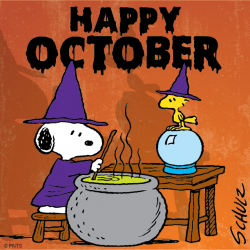 Happy October! | Snoopy, woodstock, Snoopy halloween, Snoopy