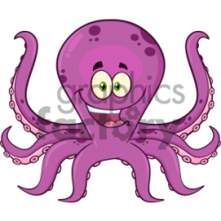 Royalty Free RF Clipart Illustration Happy Octopus Cartoon Mascot Character  Vector Illustration Isolated On White Background clipart. Royalty-free ...
