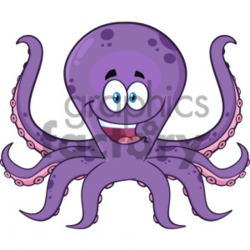 Royalty Free RF Clipart Illustration Happy Purple Octopus Cartoon Mascot  Character Vector Illustration Isolated On White Background clipart. ...