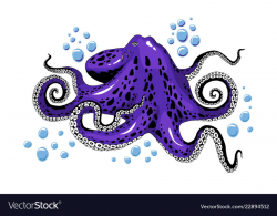 Cartoon violet purple octopus clip-art isolated on