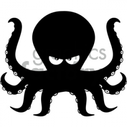 Royalty Free RF Clipart Illustration Angry Black Silhouettes Of Octopus  Cartoon Mascot Character Vector Illustration Isolated On White Background  ...