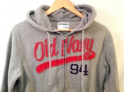 Details about Old Navy 94 Logo Red Lettering Gray Full Zip Hoodie Sweater  Women\'s Size Medium