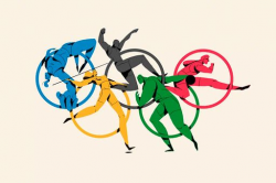olympic animation: athletes represent the symbol\'s five ...