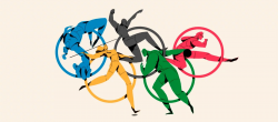 olympic animation: athletes represent the symbol\'s five rings