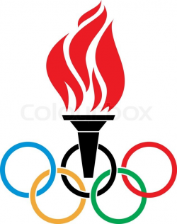 Olympic symbols torch and rings vtctor | Stock vector ...