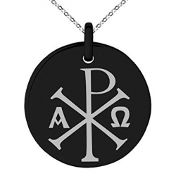 Amazon.com: Tioneer Black Stainless Steel Chi Rho Alpha ...