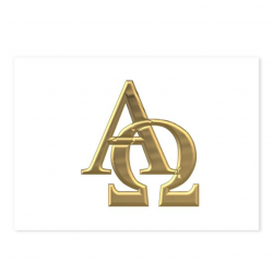 3-D Golden Alpha and Omega Symbol Postcards (Pac