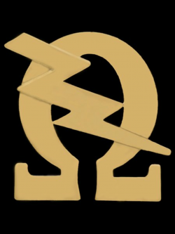 Omega Symbol Gold With Lightening Bolt - GreekStuff