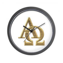 3-D Golden Alpha and Omega Symbol Wall Clock