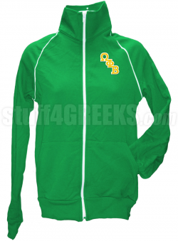 Omega Phi Beta Logo Letter Track Jacket, Green