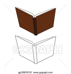 Vector Clipart - Back side open book hard cover. vector ...