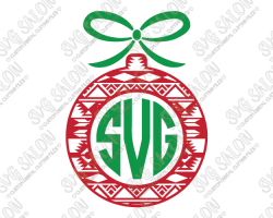 Aztec Pattern Christmas Ornament Monogram Cut File in SVG, EPS, DXF, JPEG,  and PNG