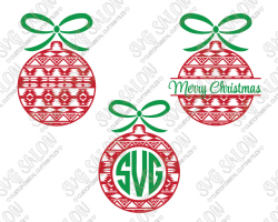 Aztec Pattern Christmas Ornament Monogram Cut File Set in SVG, EPS, DXF,  JPEG, and PNG