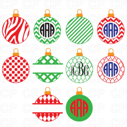 Christmas Ornament Monogram Bundle SVG, Christmas SVG ...
