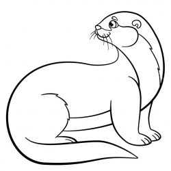 Otter clipart line drawing, Otter line drawing Transparent ...