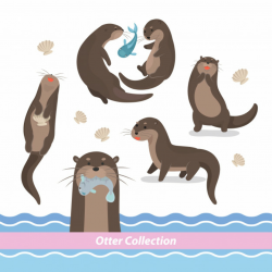 Cartoon swimming otter Vector | Premium Download