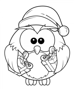 Christmas Owl with Gift Boxes coloring page | Free Printable ...
