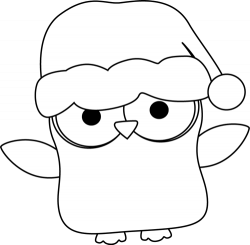 Black and White Christmas Owl Clip Art - Black and White ...