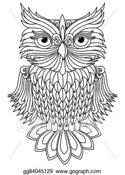 EPS Vector - Amusing owl black outline. Stock Clipart ...