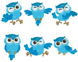 blue owl clip art digital clipart - Owl graphics - owl digital clip ...