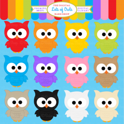 Lots of Owls Clipart - 12 colorful owl for educational use, crafts ...