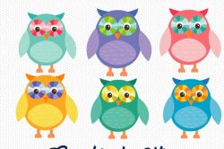 Colorful Owls CLipart