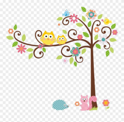 Cute Owl On Tree Clipart Rigybdoil Copy - Colorful Owl On Branch ...