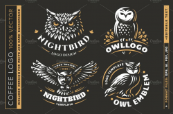 Owl logo set
