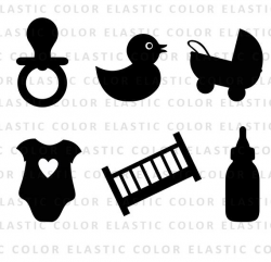 Baby shower svg - pacifier clipart, stroller svg silhouette ...