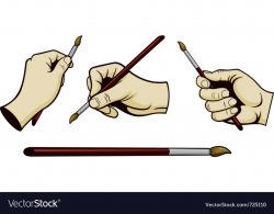 Artist hands with paint brush