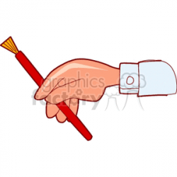 A Hand Holding a Single Paint Brush clipart. Royalty-free clipart # 156259