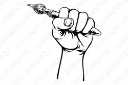 Hand Holding Artists Paintbrush