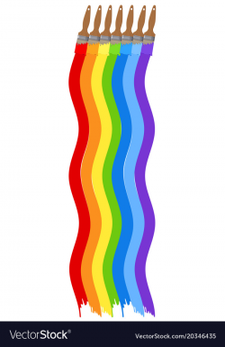 Paintbrushes with paints in rainbow color