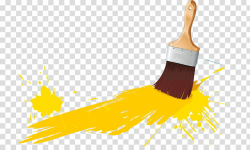 Paintbrush with yellow paint transparent background PNG ...