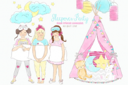 Slumber Sleepover Pajama Party Clip Art