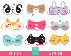 50% SALE Sleeping mask clipart, nap clipart, commercial use ...