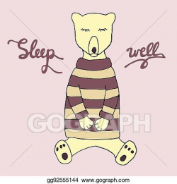 Vector Clipart - Sleep well illustration. cute sleeping bear ...