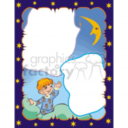 Child in his pajamas with a moon border clipart. Royalty-free clipart #  134264