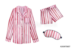 Pajamas sleeping outfit kit. Classic textile stripes, cherry ...